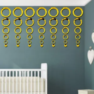 3D ring acrylic mirror wall stickers 42 pieces silver decor