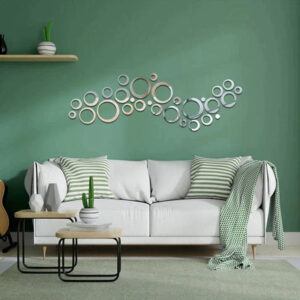 silver acrylic mirror rings modern wall decoration