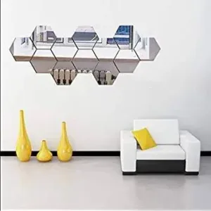 Modern geometric hexagon mirror stickers for home interior design